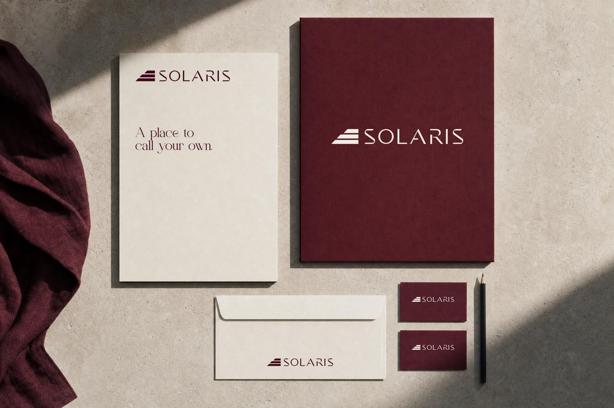 Solaris coordinated stationery concept with original vector artwork