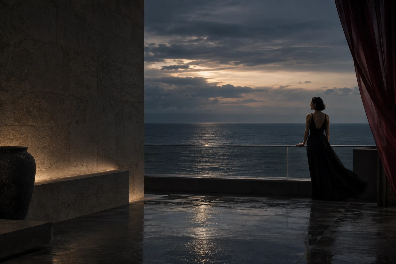 Original Solaris campaign concept: a private coastal moment at twilight